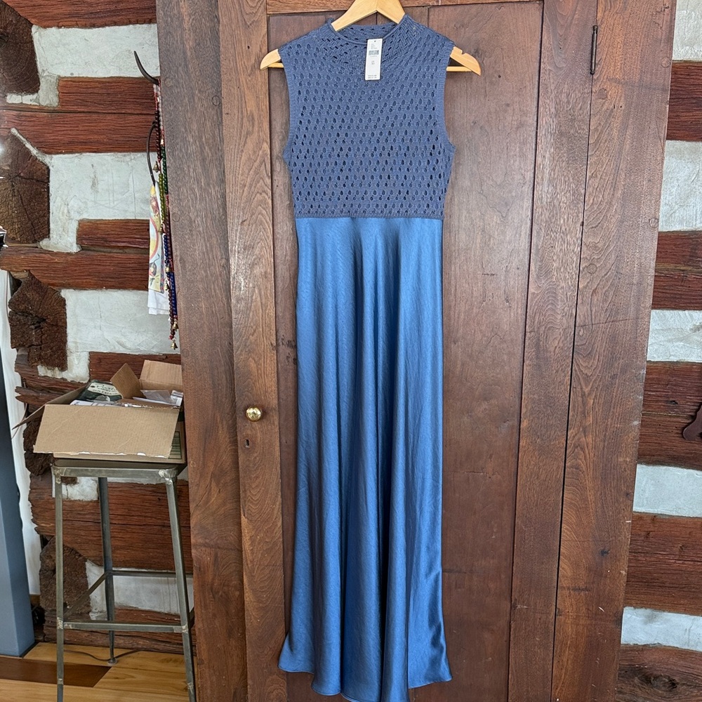 Chic Sleeveless Blue Maxi Dress